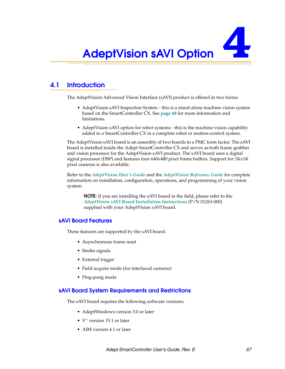 Nortech Systems XSYS, XUSR, RS-232/TERM, RS-422/485 manual AdeptVision sAVI Option, Introduction, SAVI Board Features 