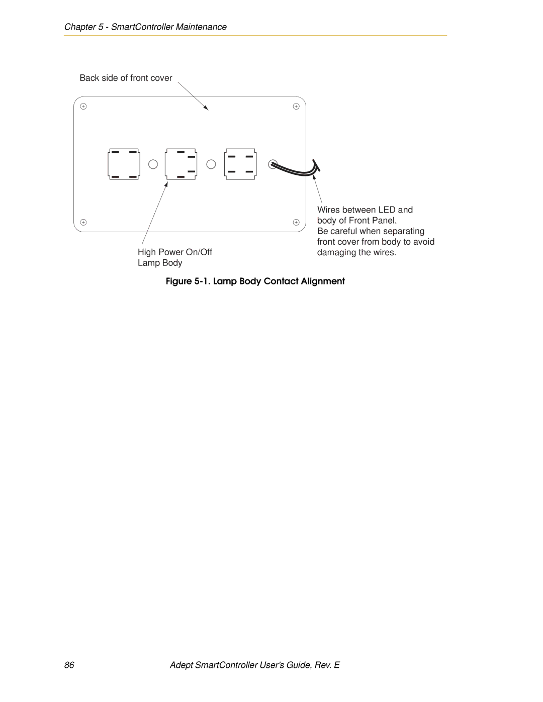 Nortech Systems RS-422/485, XUSR, RS-232/TERM, XSYS manual SmartController Maintenance, Lamp Body Contact Alignment 