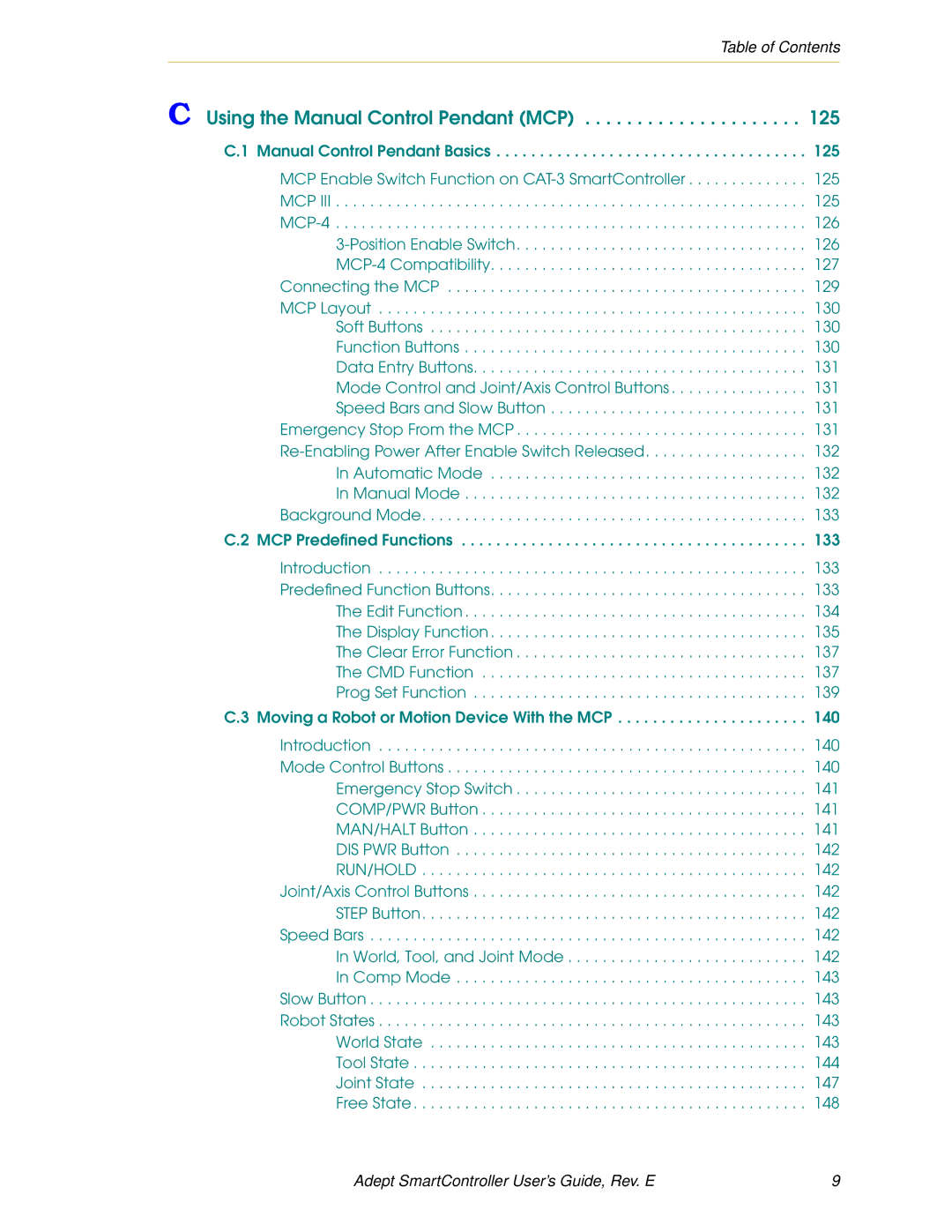 Nortech Systems RS-232/TERM, XUSR, RS-422/485, XSYS manual Using the Manual Control Pendant MCP 125 