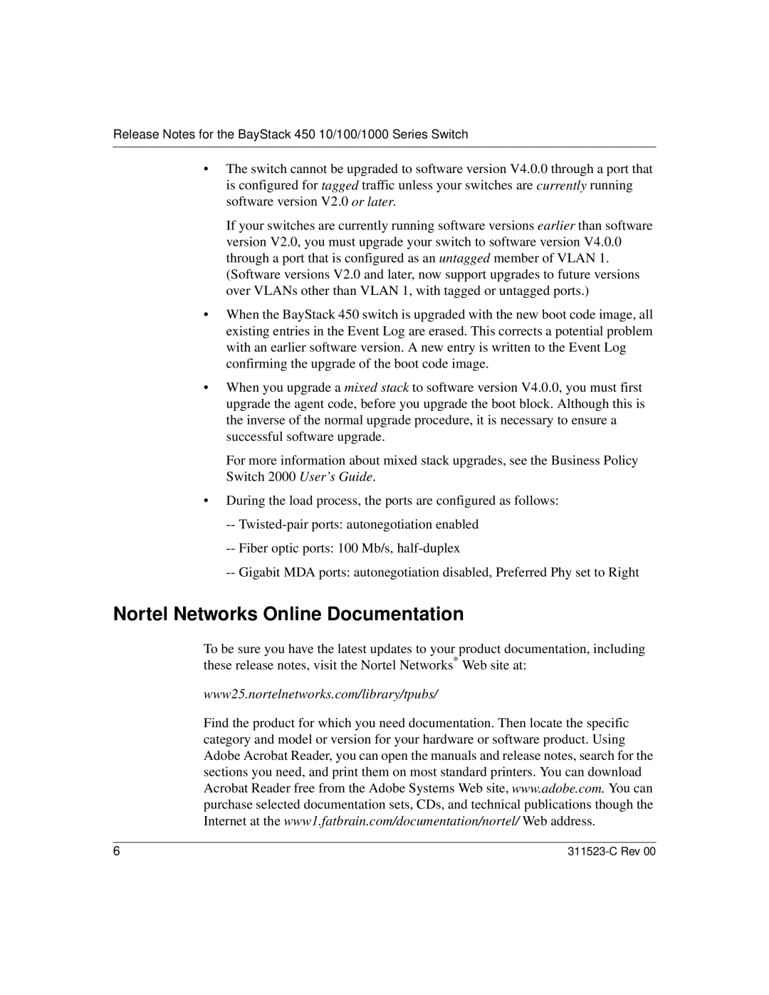 Nortel Networks 100 manual Nortel Networks Online Documentation 