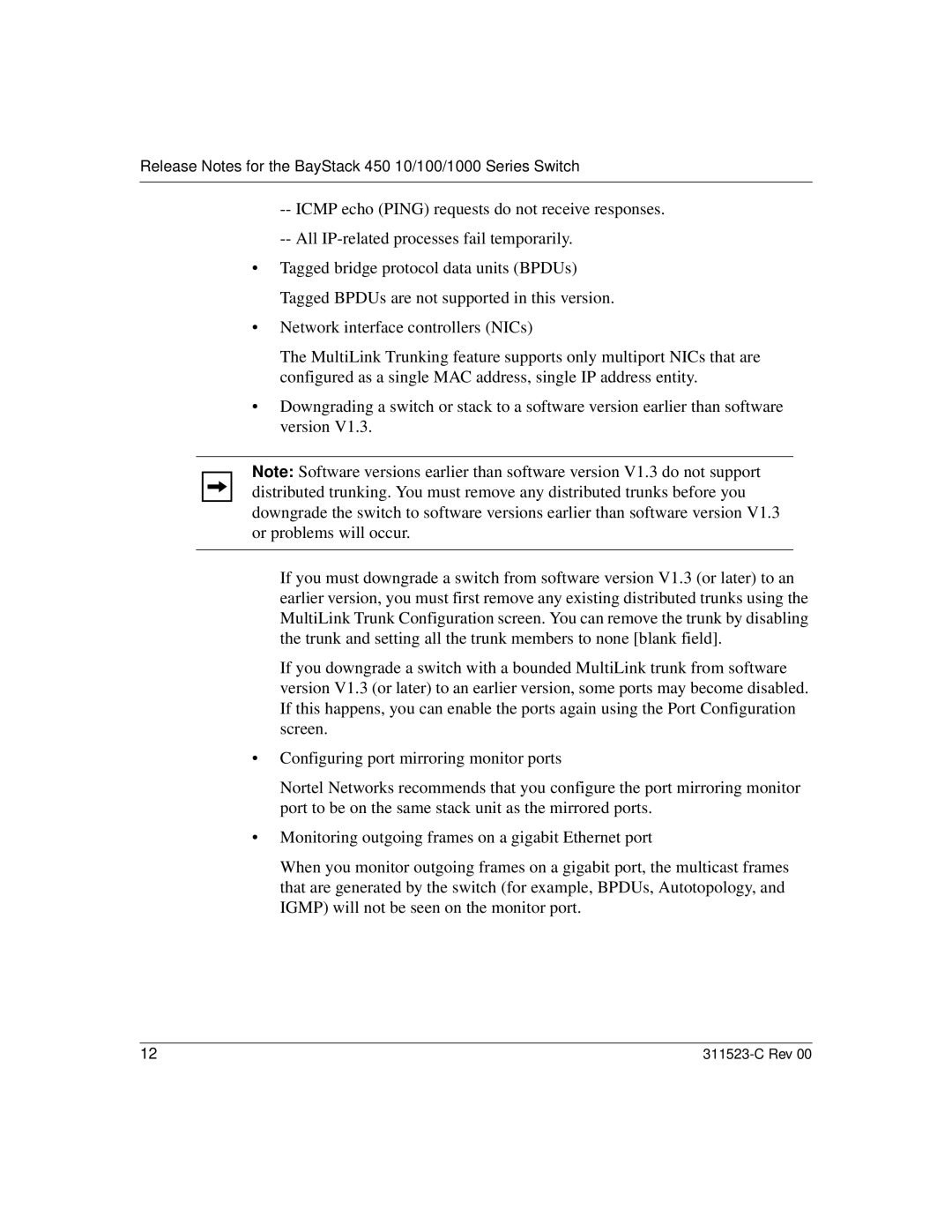 Nortel Networks manual Release Notes for the BayStack 450 10/100/1000 Series Switch 