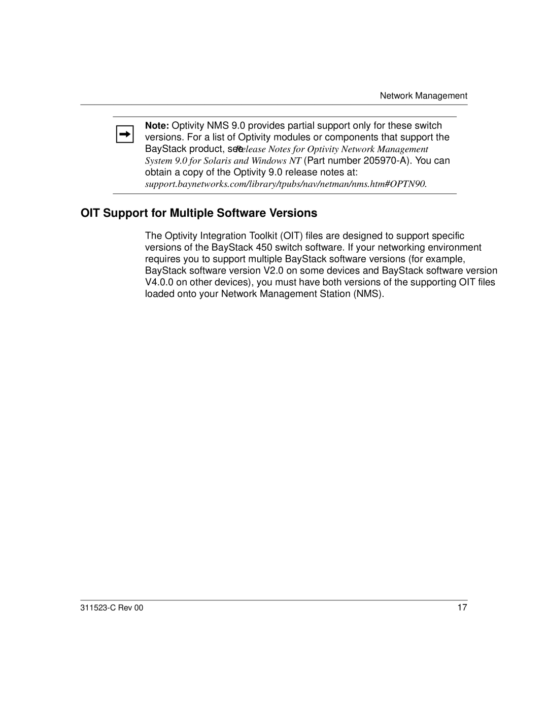 Nortel Networks 100 manual OIT Support for Multiple Software Versions 