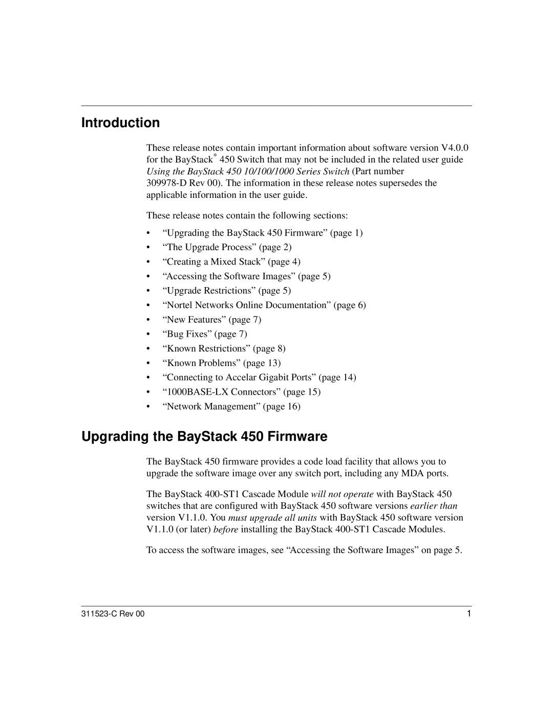 Nortel Networks 100 manual Introduction, Upgrading the BayStack 450 Firmware 