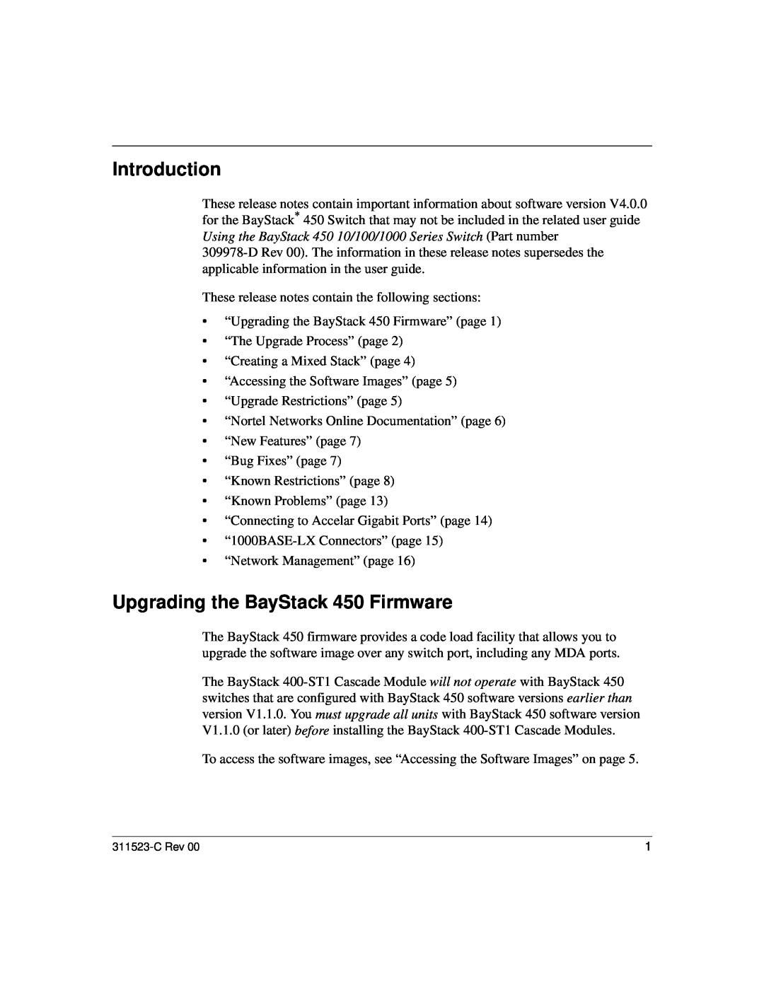 Nortel Networks 100 manual Introduction, Upgrading the BayStack 450 Firmware 