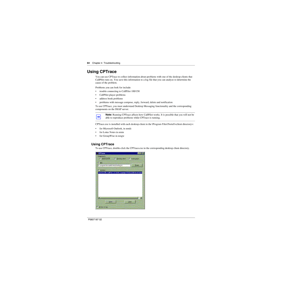 Nortel Networks 100, 150 manual Using CPTrace 