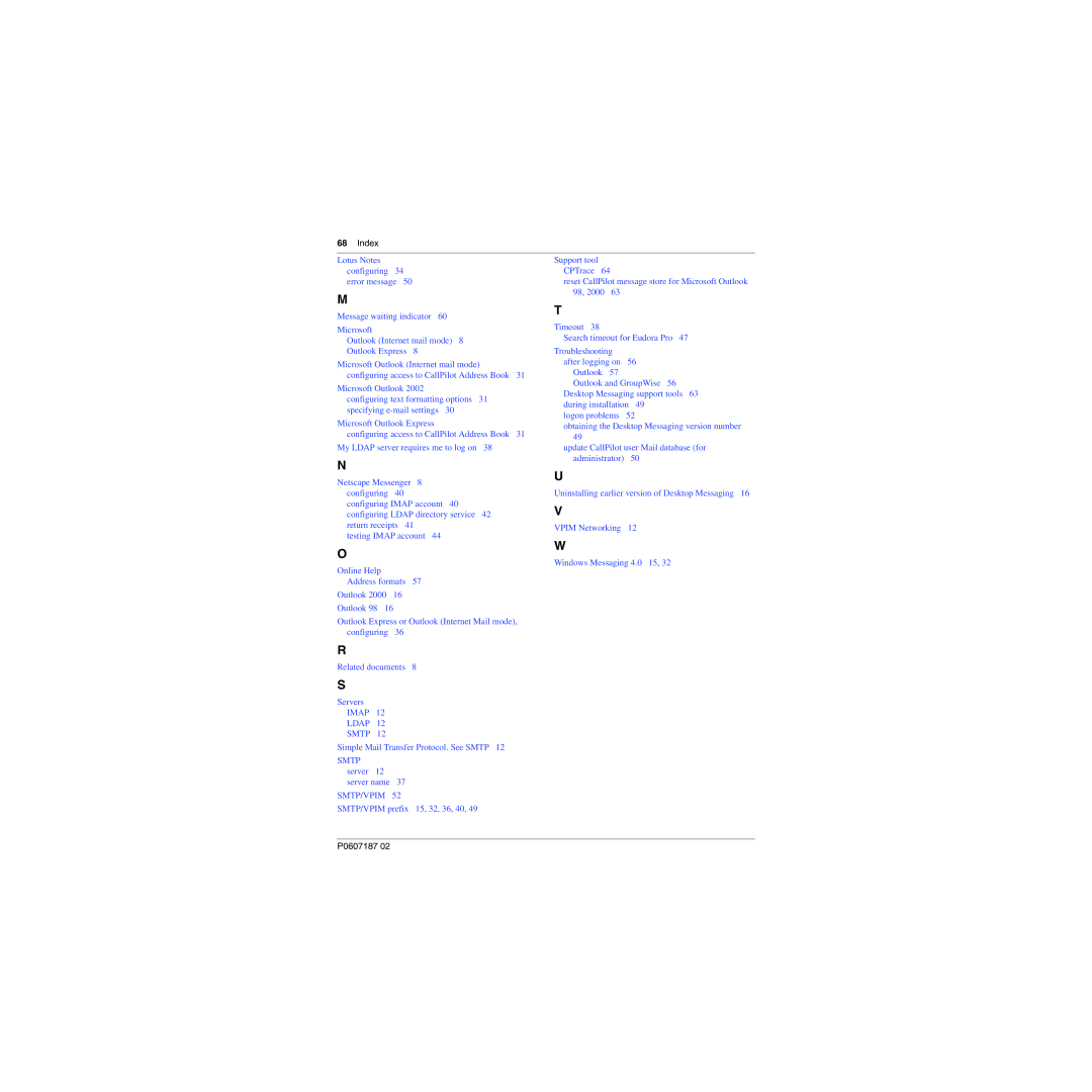 Nortel Networks 100, 150 manual Index 