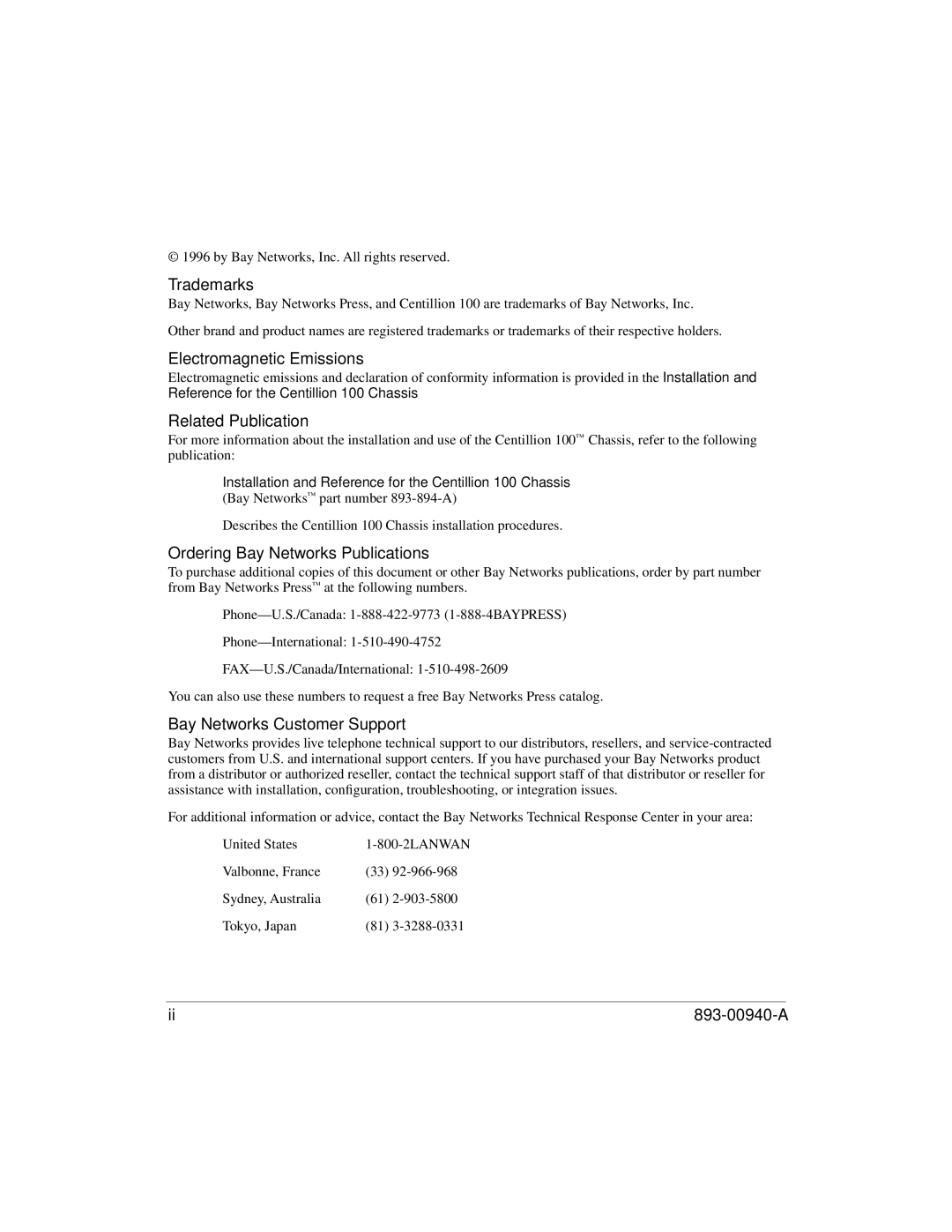 Nortel Networks 100 Chassis manual Trademarks 