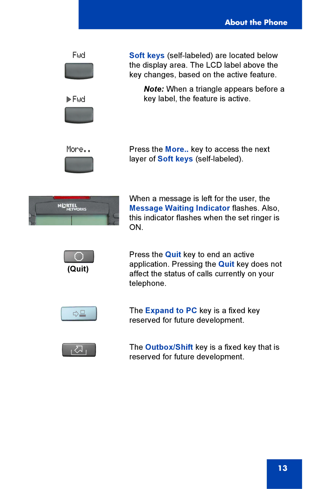 Nortel Networks 1000 manual About the Phone 