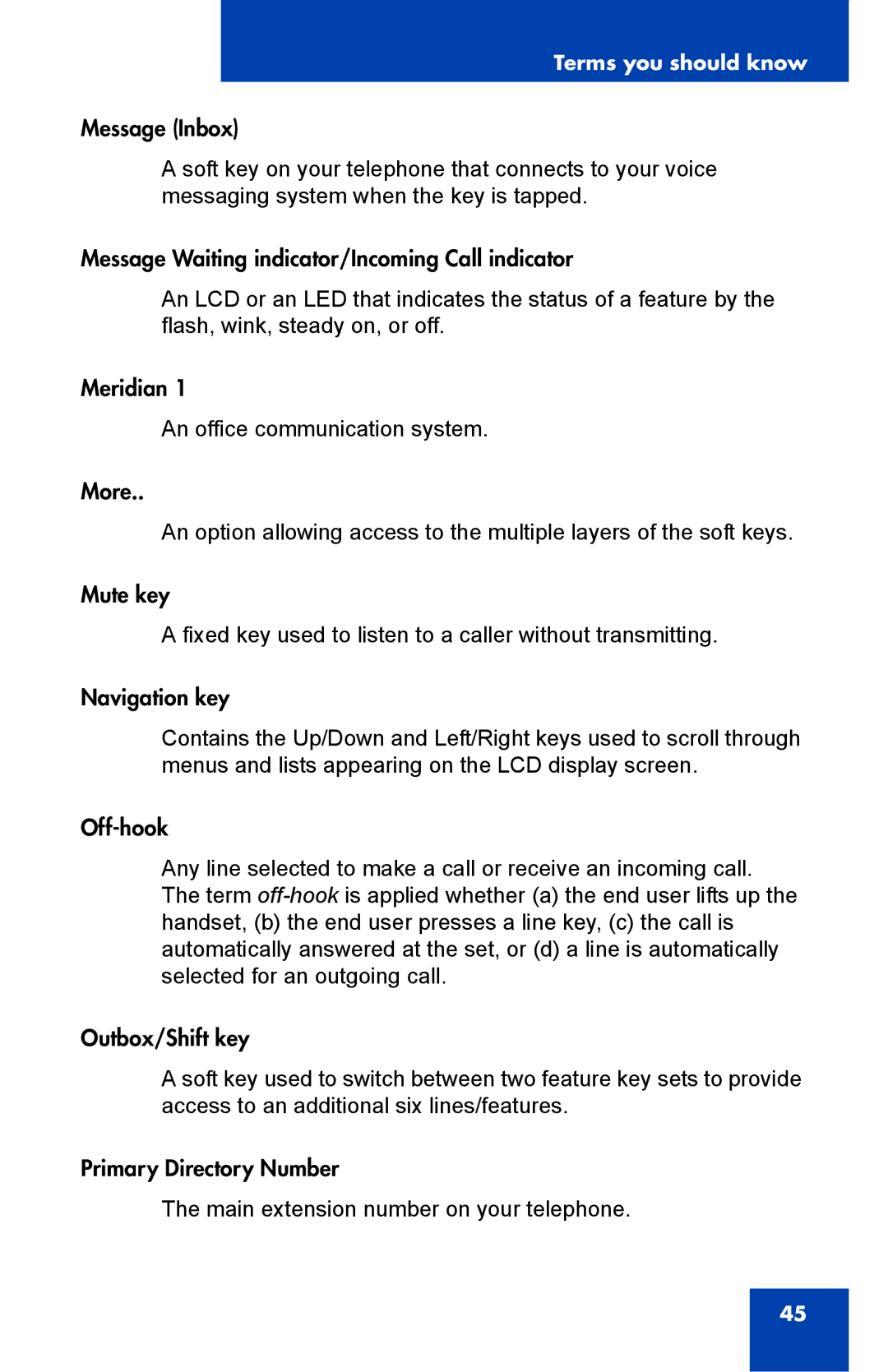 Nortel Networks 1000 manual Terms you should know 