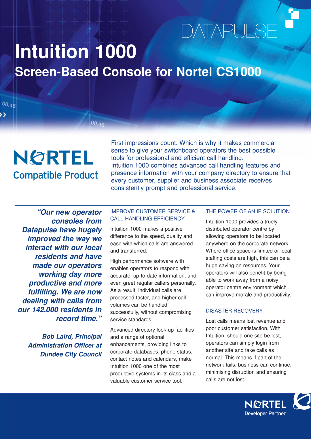 Nortel Networks 1000 manual Improve Customer Service & CALL-HANDLING Efficiency, Power of AN IP Solution 