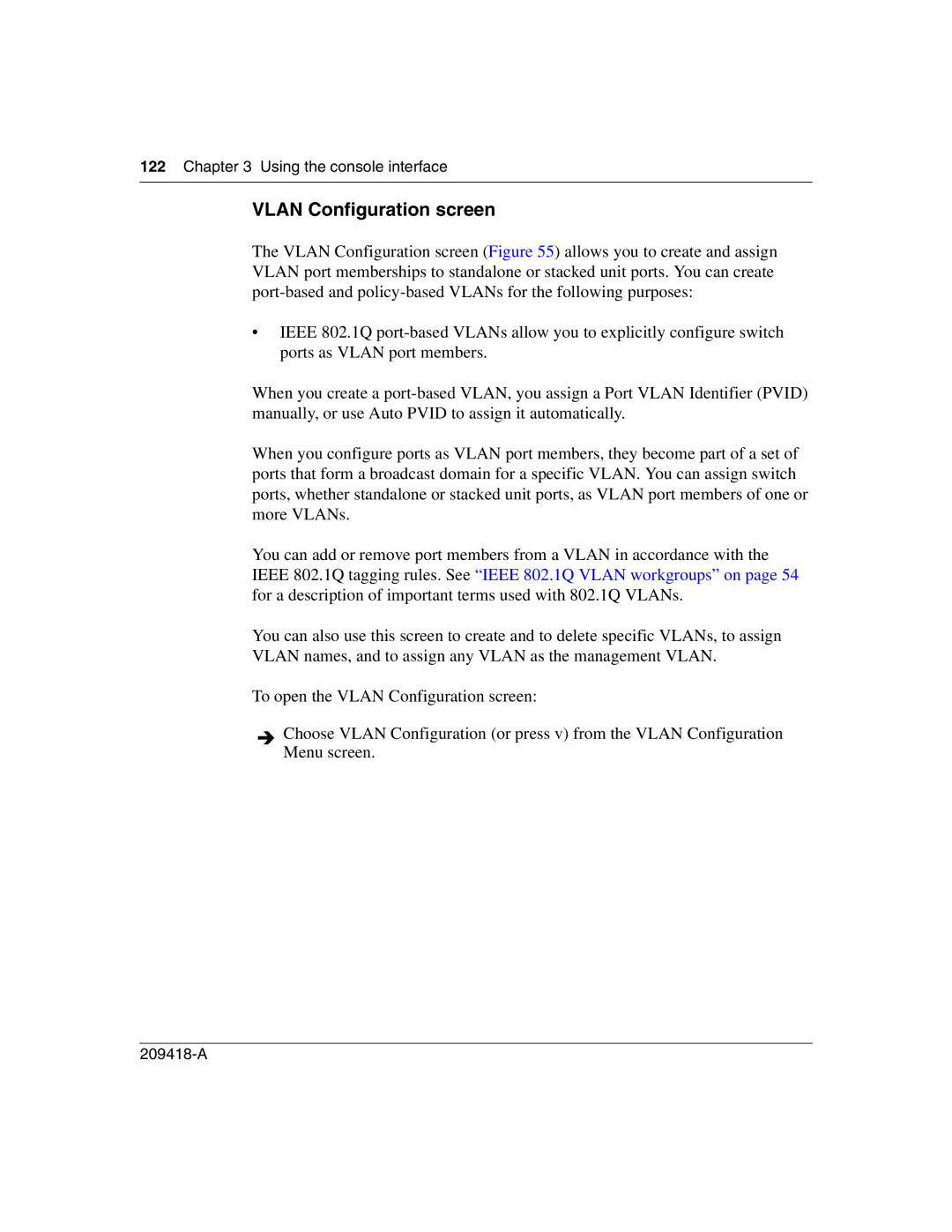 Nortel Networks 1000BASE-LX, 1000BASE-SX, 1000ASE-XD, 1000BASE-ZX manual Vlan Configuration screen 