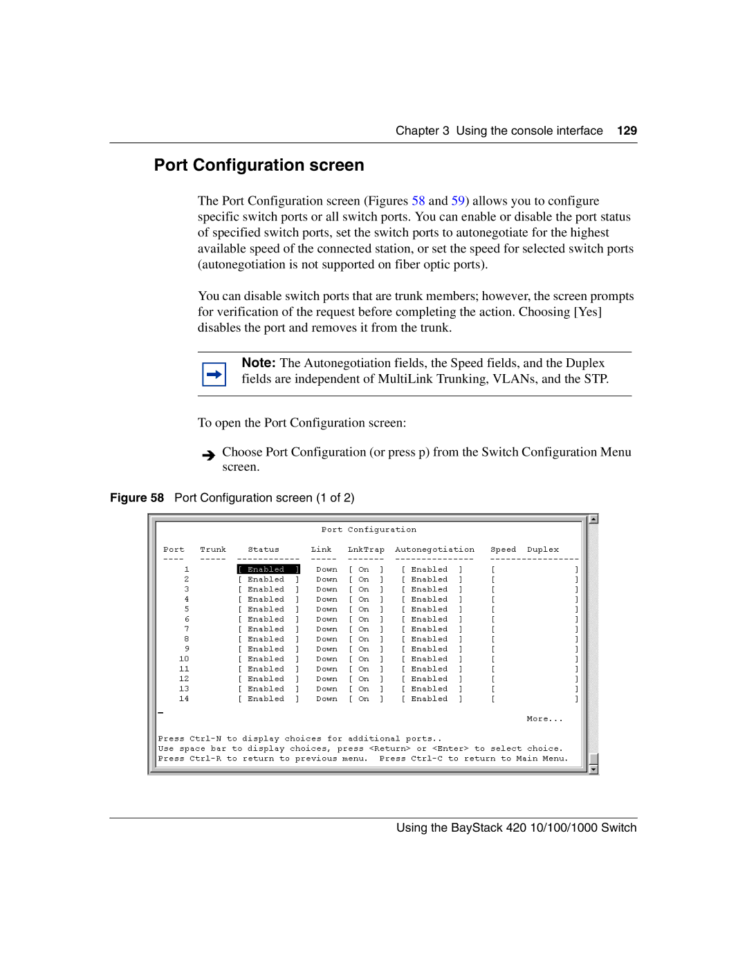 Nortel Networks 1000ASE-XD, 1000BASE-SX, 1000BASE-LX, 1000BASE-ZX manual Port Configuration screen 