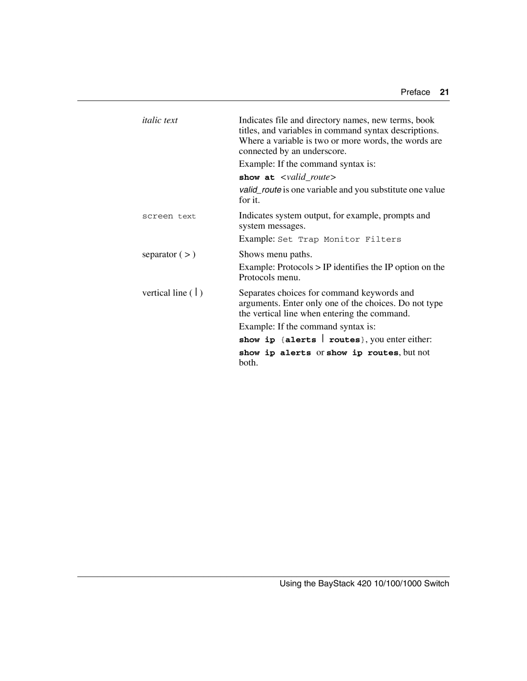 Nortel Networks 1000ASE-XD, 1000BASE-SX, 1000BASE-LX, 1000BASE-ZX manual Italic text 