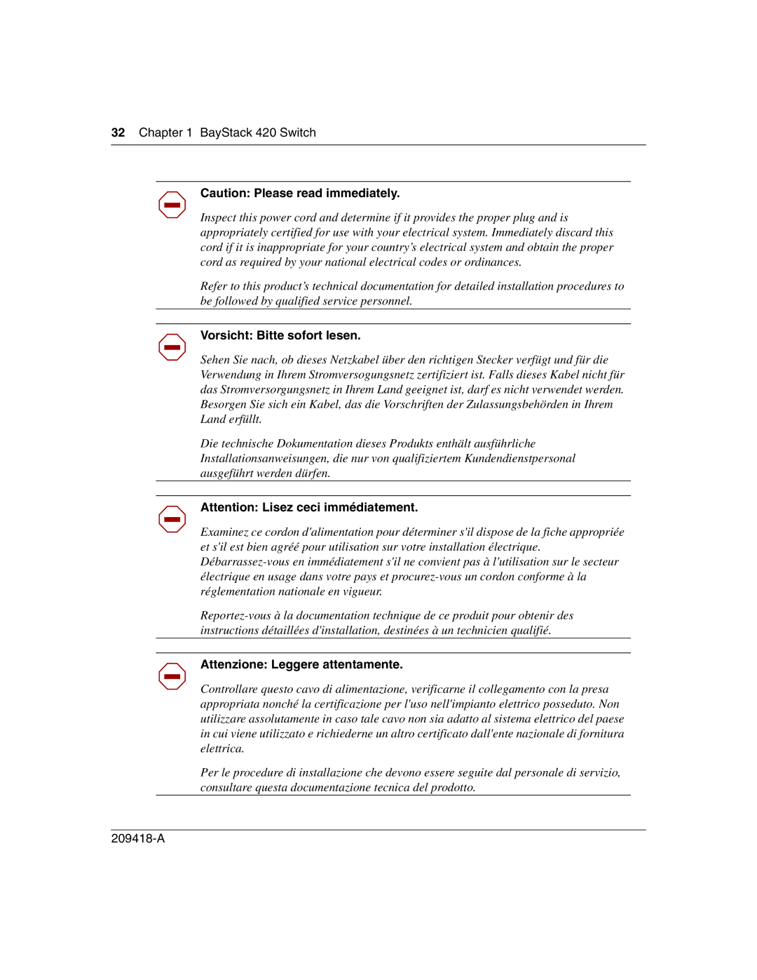 Nortel Networks 1000BASE-SX, 1000ASE-XD, 1000BASE-LX, 1000BASE-ZX manual Vorsicht Bitte sofort lesen 