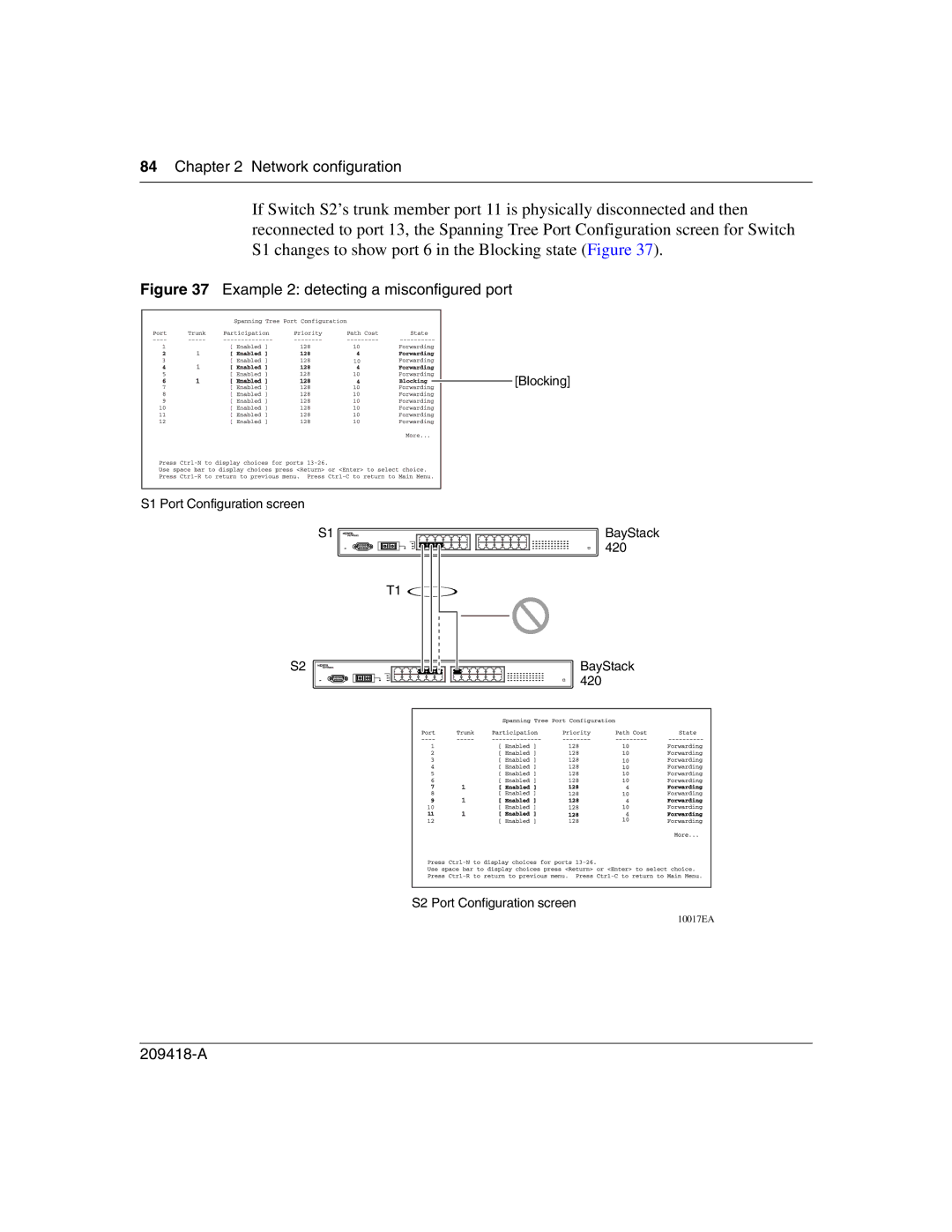 Nortel Networks 1000BASE-SX, 1000ASE-XD, 1000BASE-LX, 1000BASE-ZX manual Example 2 detecting a misconfigured port 