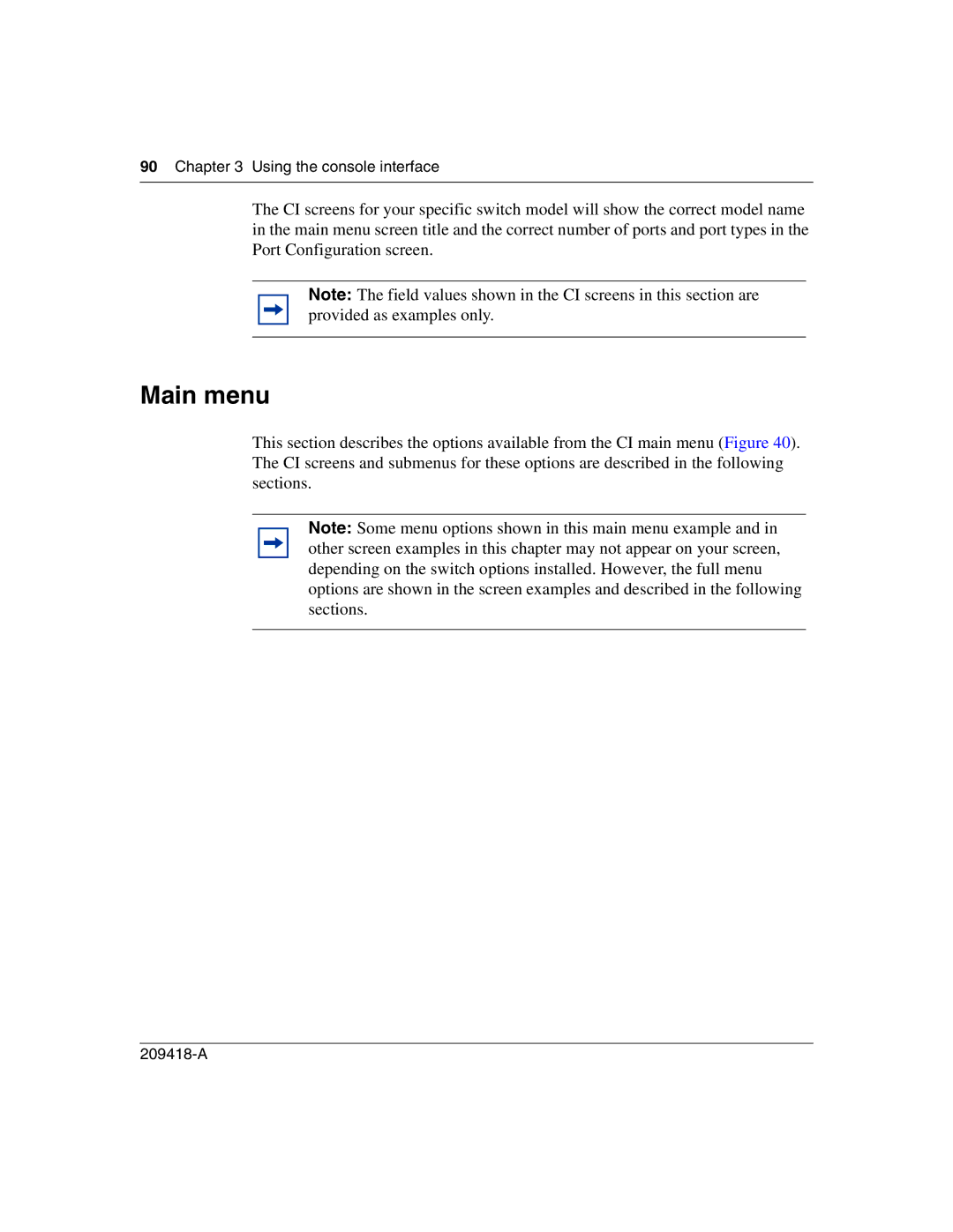 Nortel Networks 1000BASE-LX, 1000BASE-SX, 1000ASE-XD, 1000BASE-ZX manual Main menu 