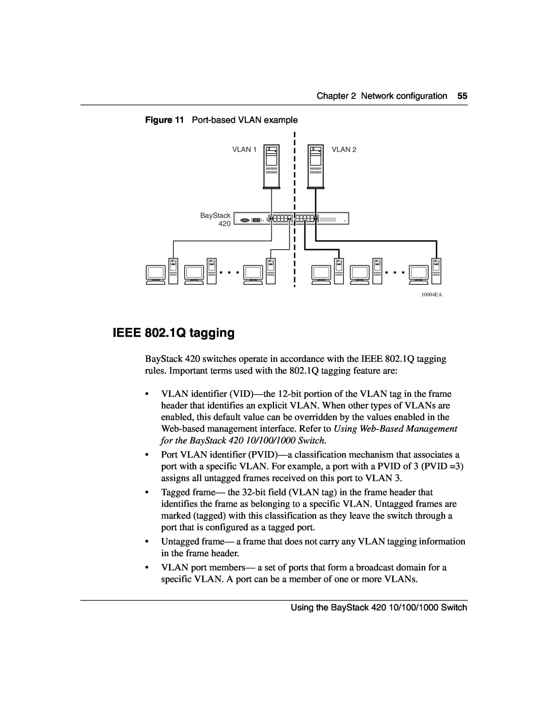 Nortel Networks 1000BASE-ZX, 1000BASE-SX, 1000ASE-XD, 1000BASE-LX manual IEEE 802.1Q tagging, VLAN BayStack, Vlan 