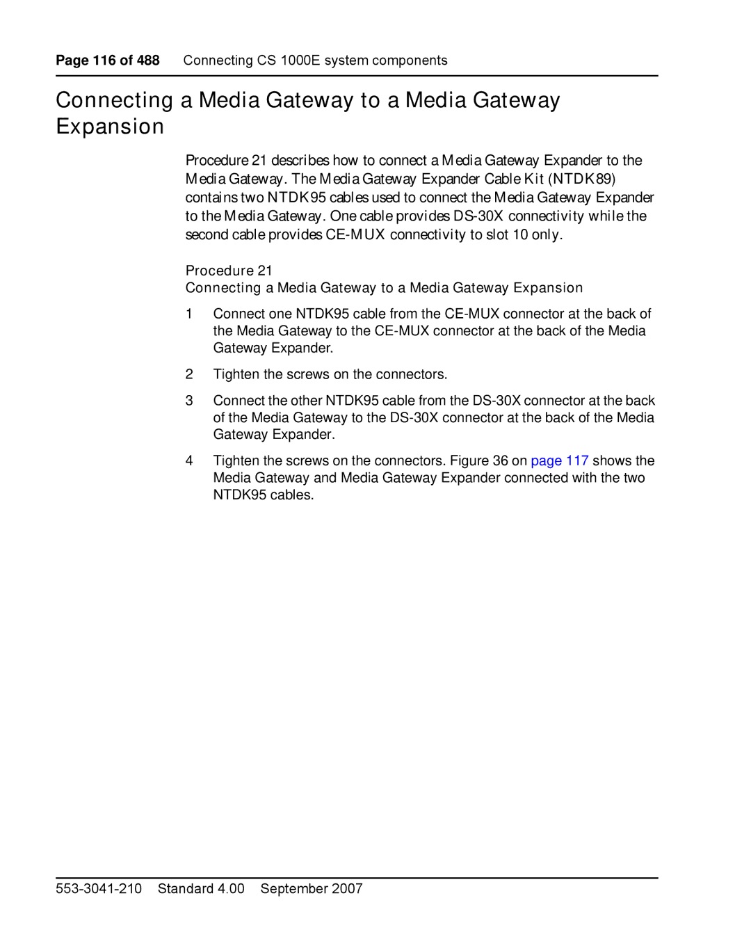 Nortel Networks 1000E warranty Connecting a Media Gateway to a Media Gateway Expansion 