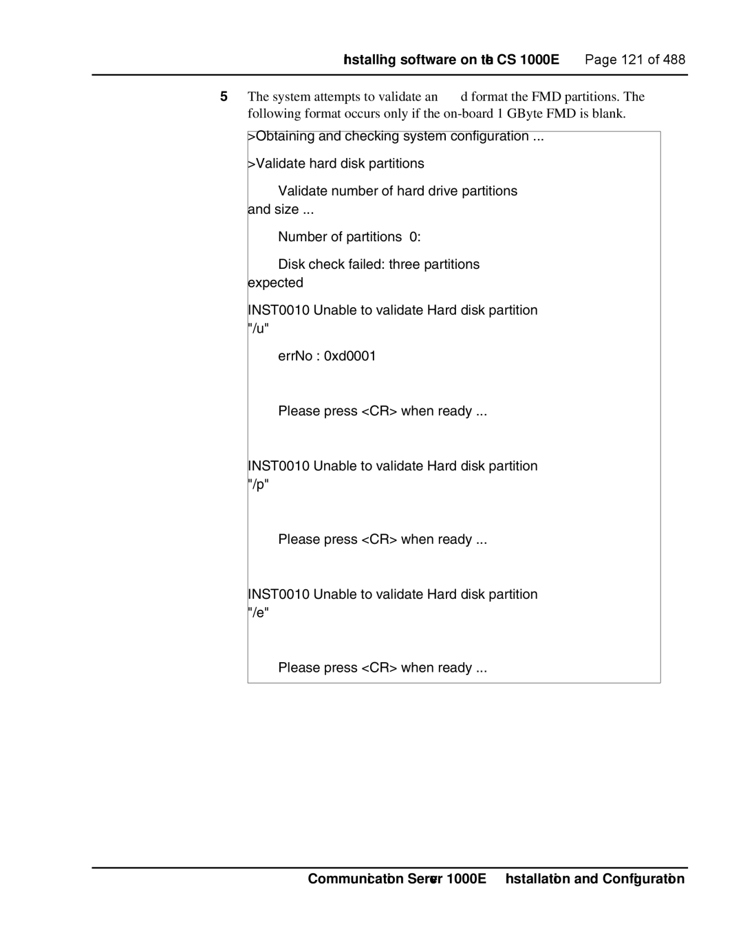 Nortel Networks warranty Installing software on the CS 1000E Page 121 