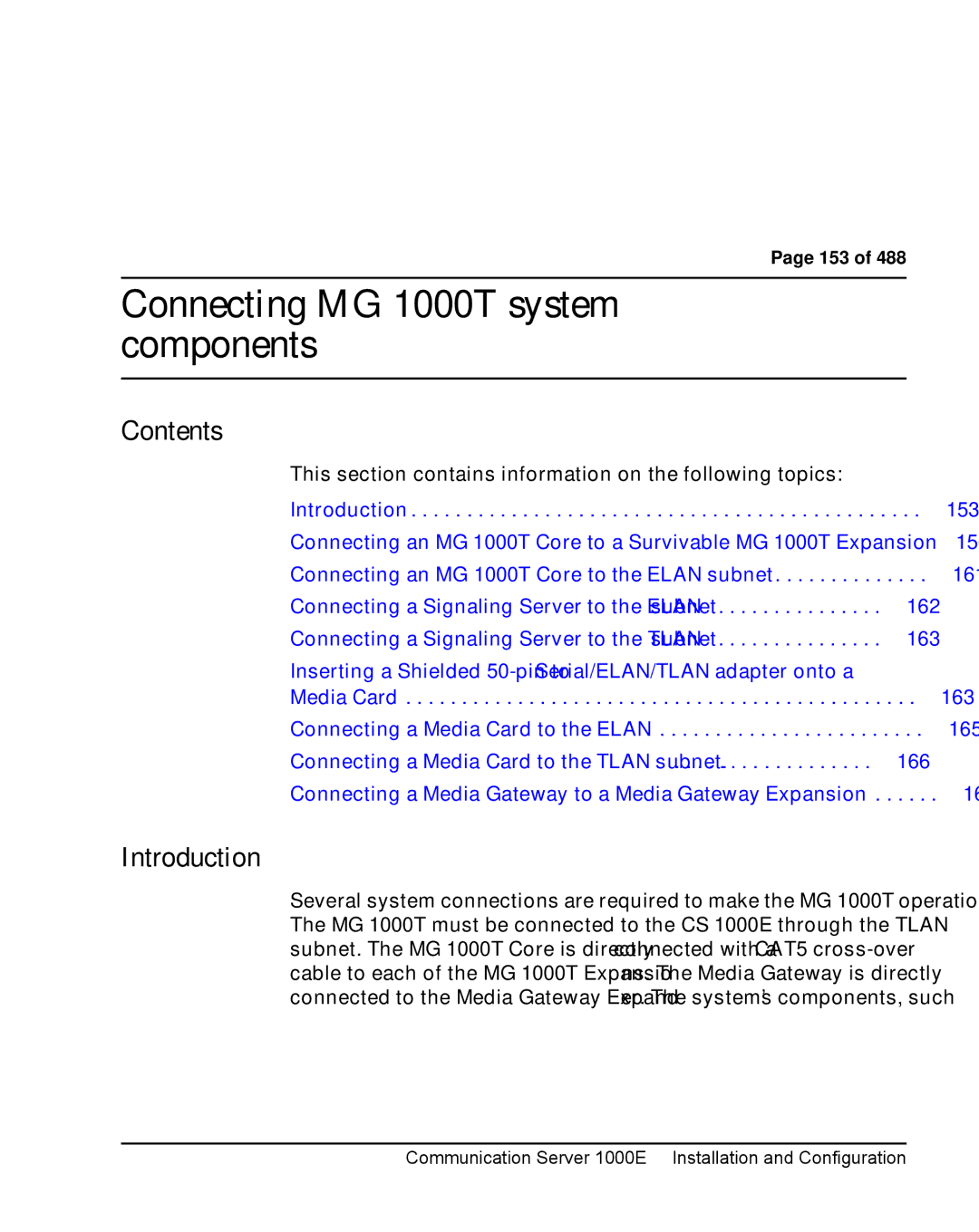 Nortel Networks 1000E warranty Connecting MG 1000T system components, Contents 