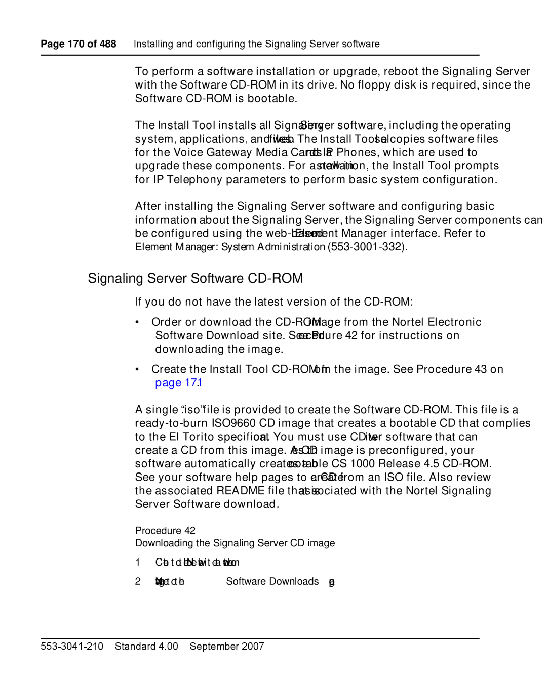 Nortel Networks 1000E warranty Signaling Server Software CD-ROM, Procedure Downloading the Signaling Server CD image 