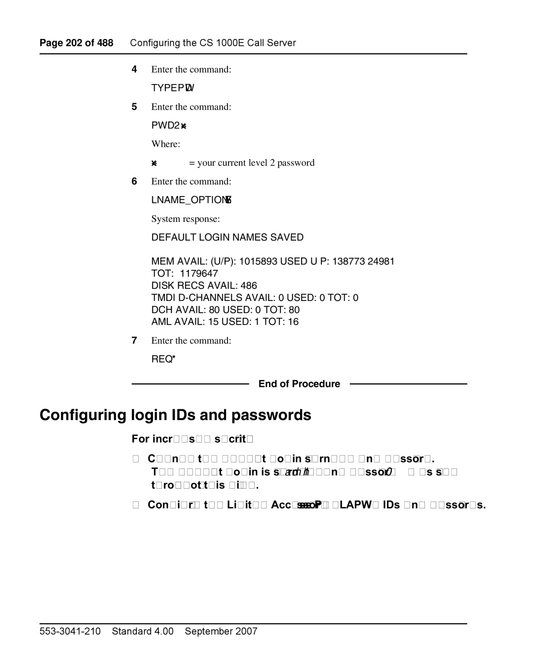 Nortel Networks 1000E warranty Configuring login IDs and passwords, PWD2 