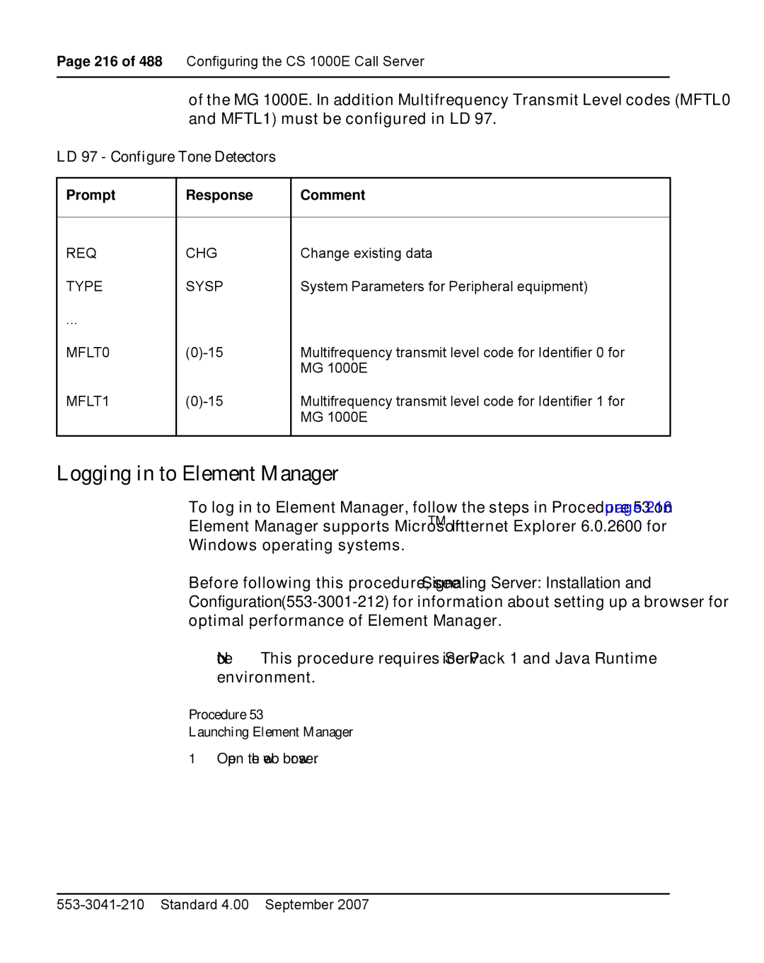 Nortel Networks 1000E warranty Logging in to Element Manager, Procedure Launching Element Manager 