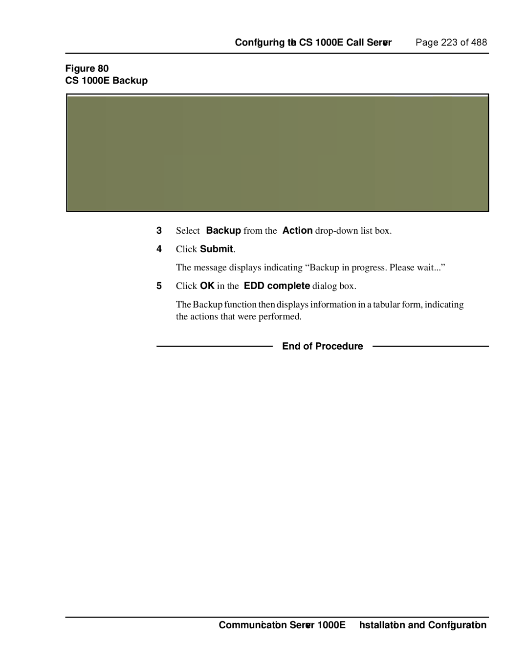 Nortel Networks warranty CS 1000E Backup, End of Procedure 