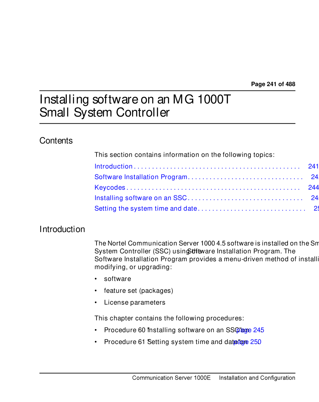 Nortel Networks 1000E warranty Installing software on an MG 1000T Small System Controller, Contents 