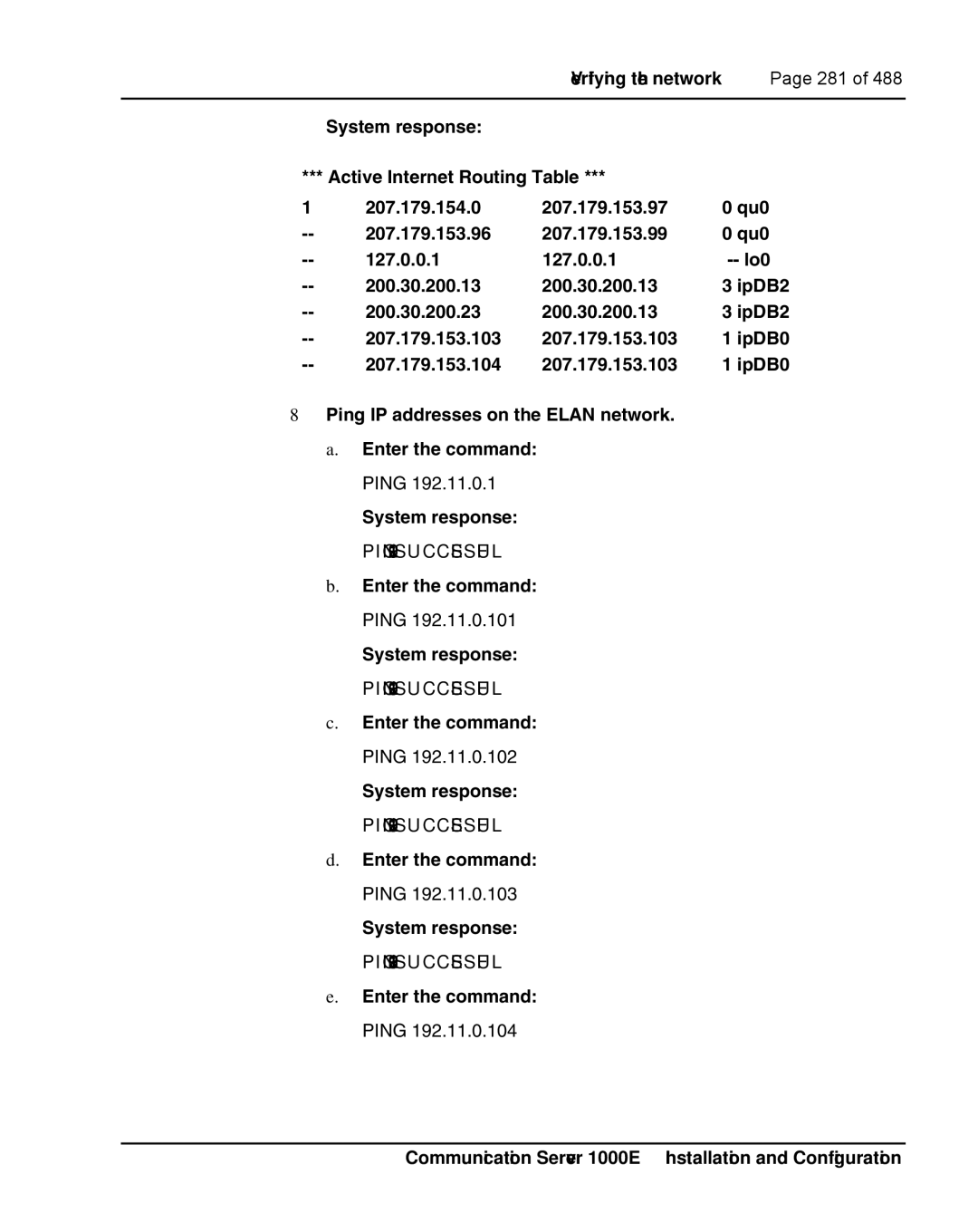 Nortel Networks 1000E warranty Ping 