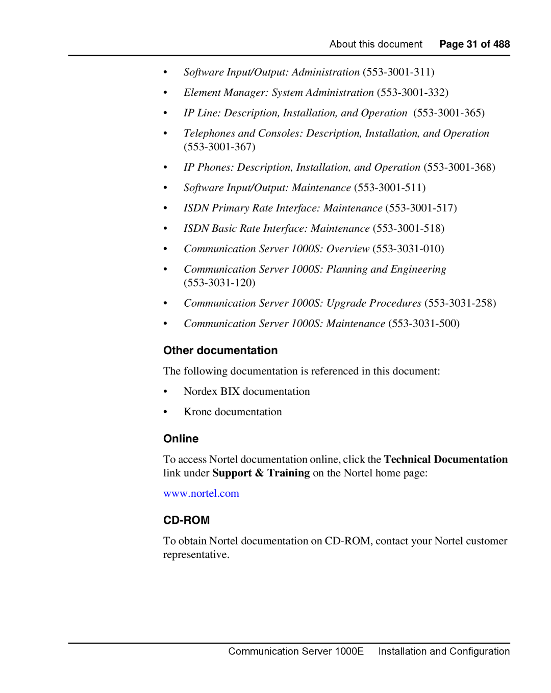 Nortel Networks 1000E warranty Cd-Rom 