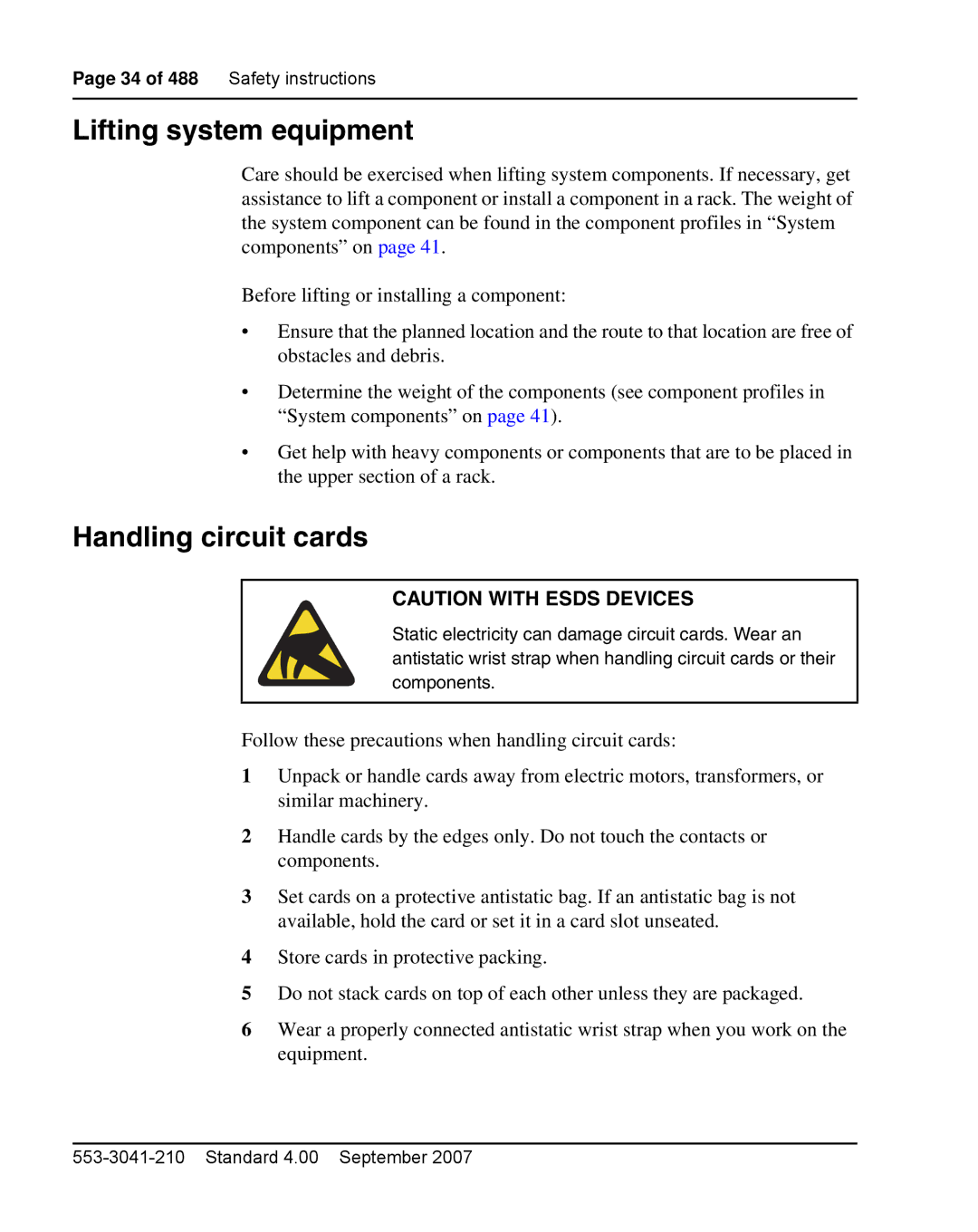 Nortel Networks 1000E warranty Lifting system equipment, Handling circuit cards 