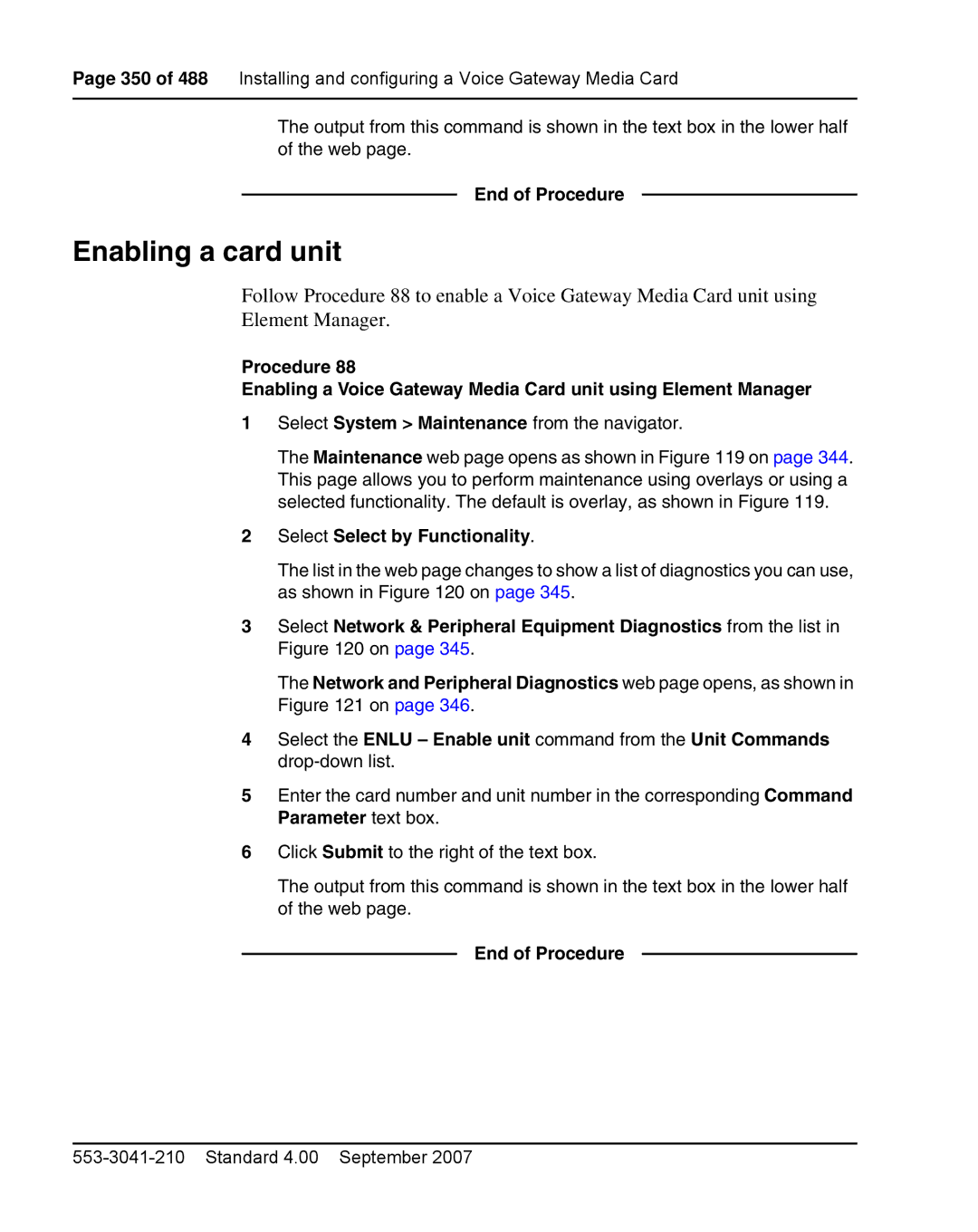 Nortel Networks 1000E warranty Enabling a card unit 