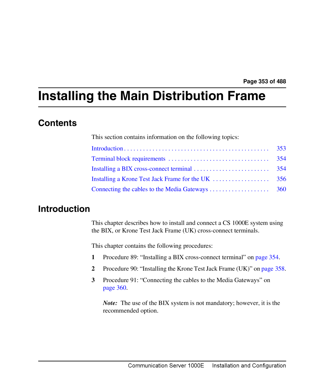 Nortel Networks 1000E warranty Installing the Main Distribution Frame, Contents 