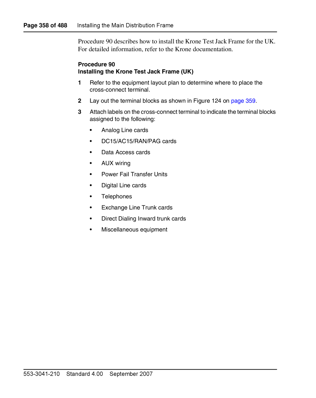 Nortel Networks 1000E warranty Procedure Installing the Krone Test Jack Frame UK 