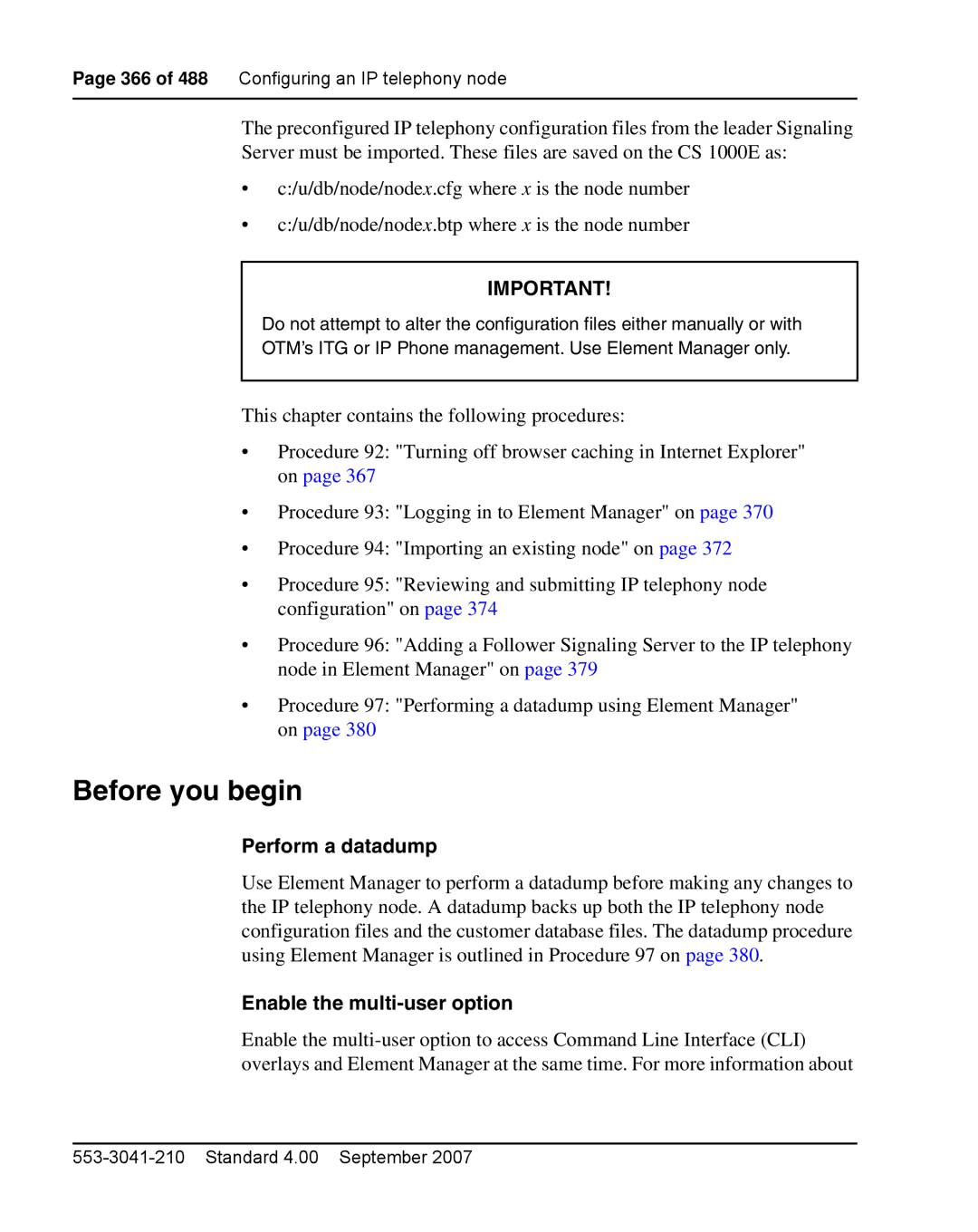 Nortel Networks 1000E warranty Before you begin, Perform a datadump 