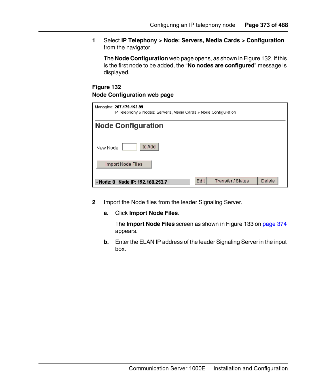 Nortel Networks 1000E warranty Node Configuration web, Click Import Node Files 