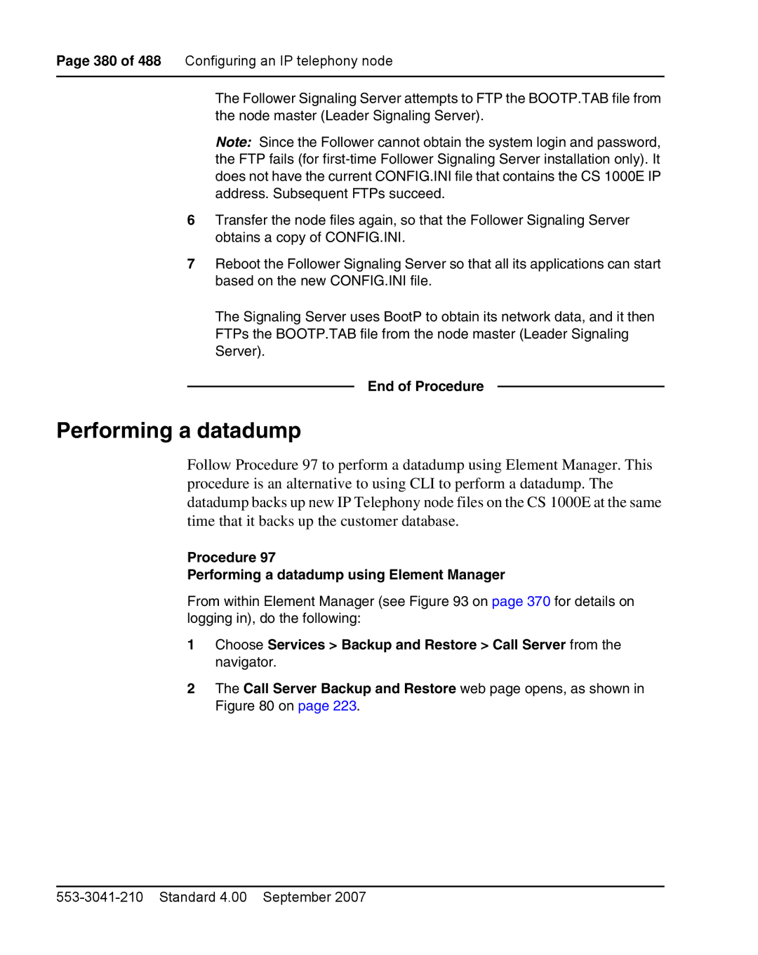 Nortel Networks 1000E warranty Performing a datadump 