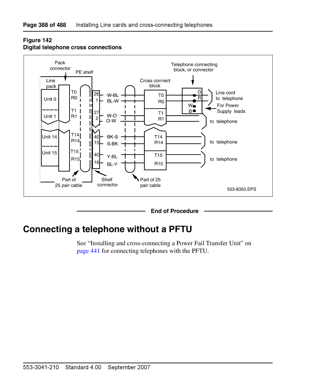 Nortel Networks 1000E warranty Connecting a telephone without a Pftu, Digital telephone cross connections 