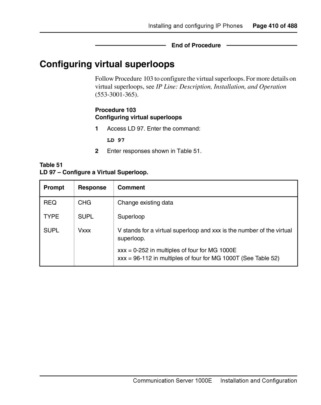 Nortel Networks 1000E warranty Procedure Configuring virtual superloops 