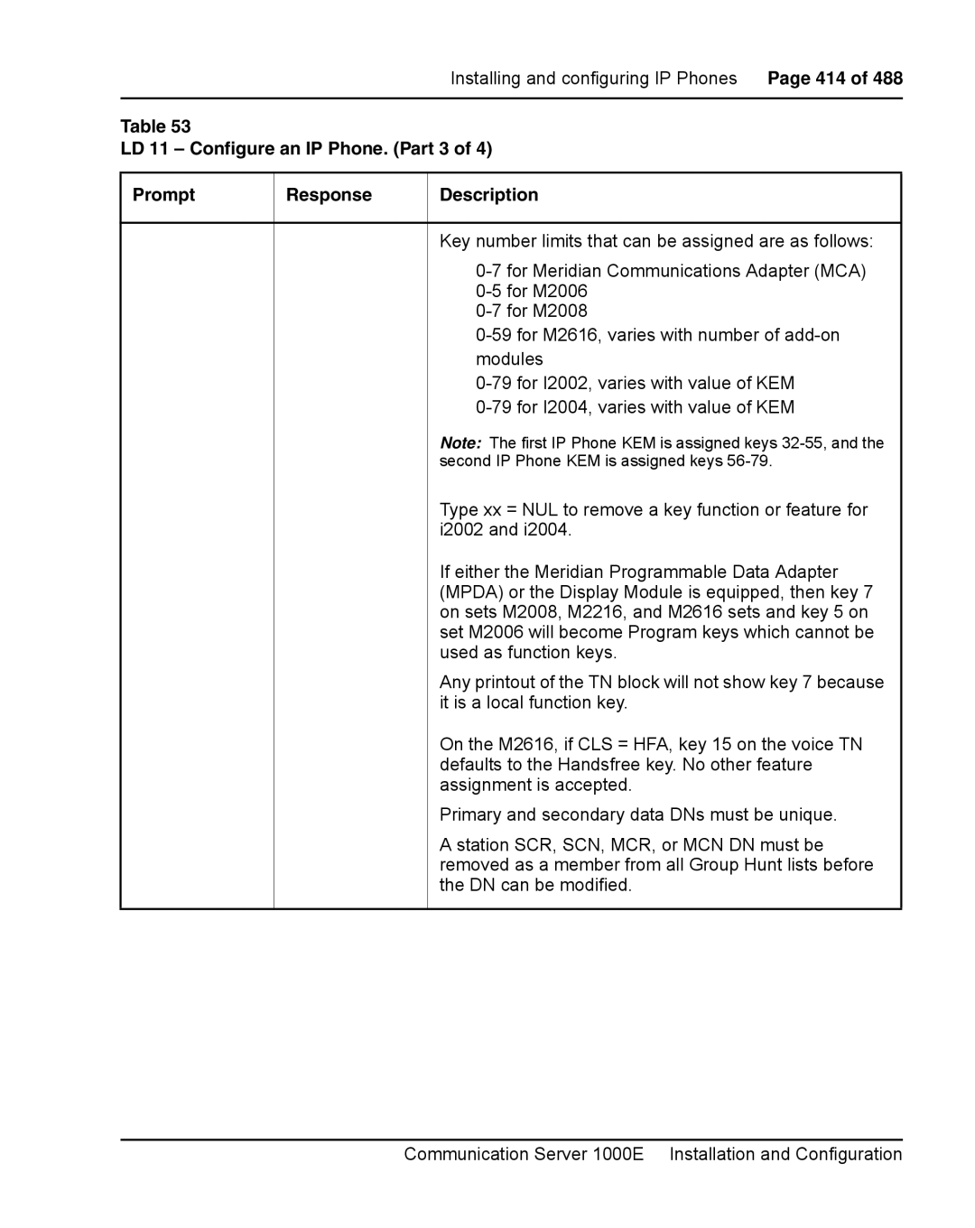 Nortel Networks 1000E warranty Installing and configuring IP Phones Page 414 