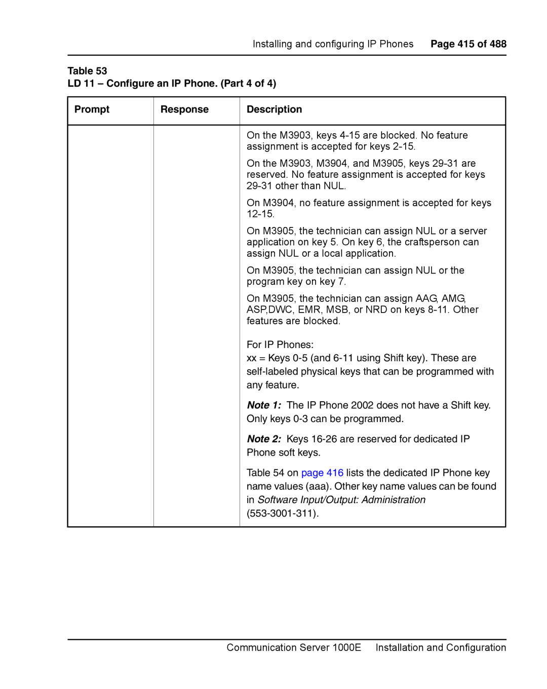 Nortel Networks 1000E warranty Installing and configuring IP Phones Page 415 