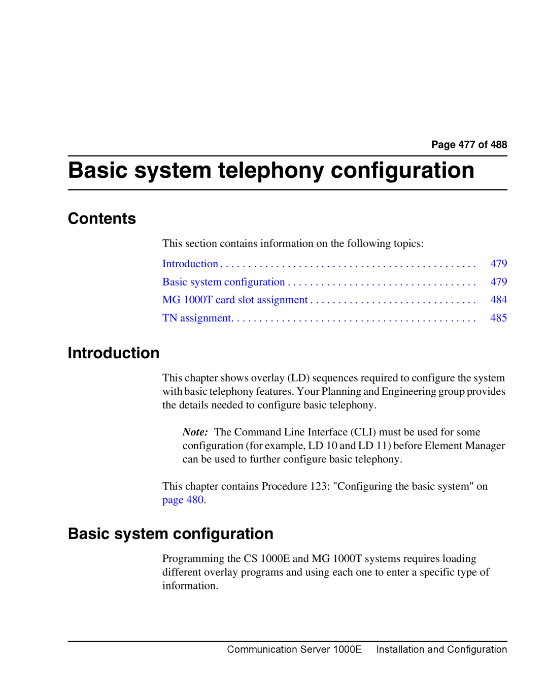 Nortel Networks 1000E warranty Basic system telephony configuration, Basic system configuration 