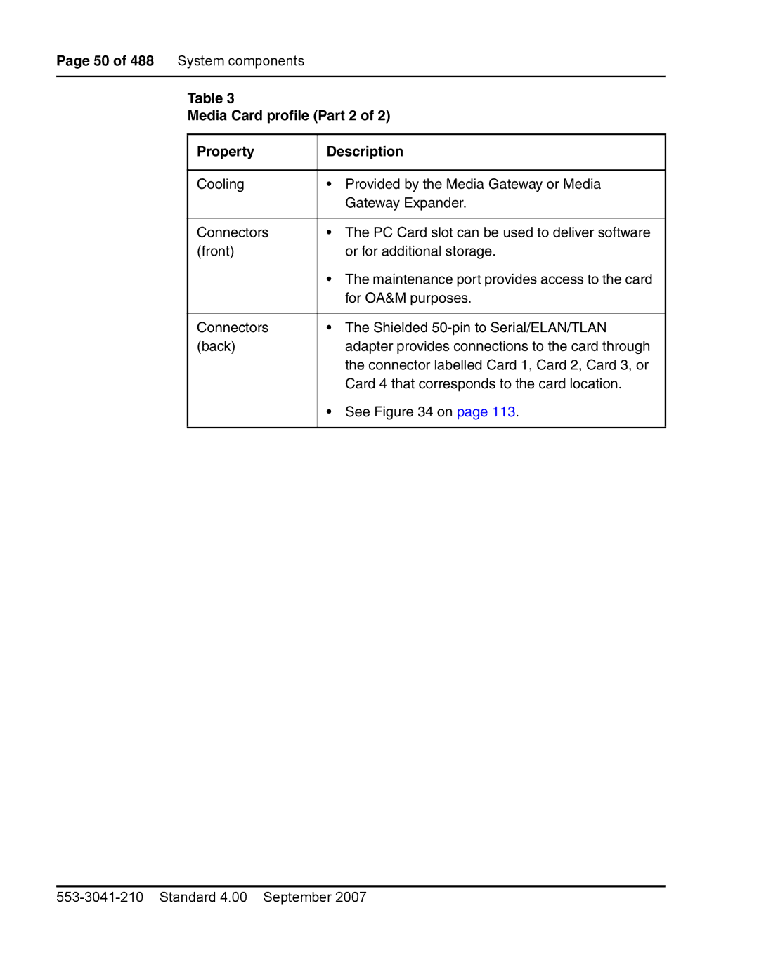 Nortel Networks 1000E warranty Media Card profile Part 2 Property Description 