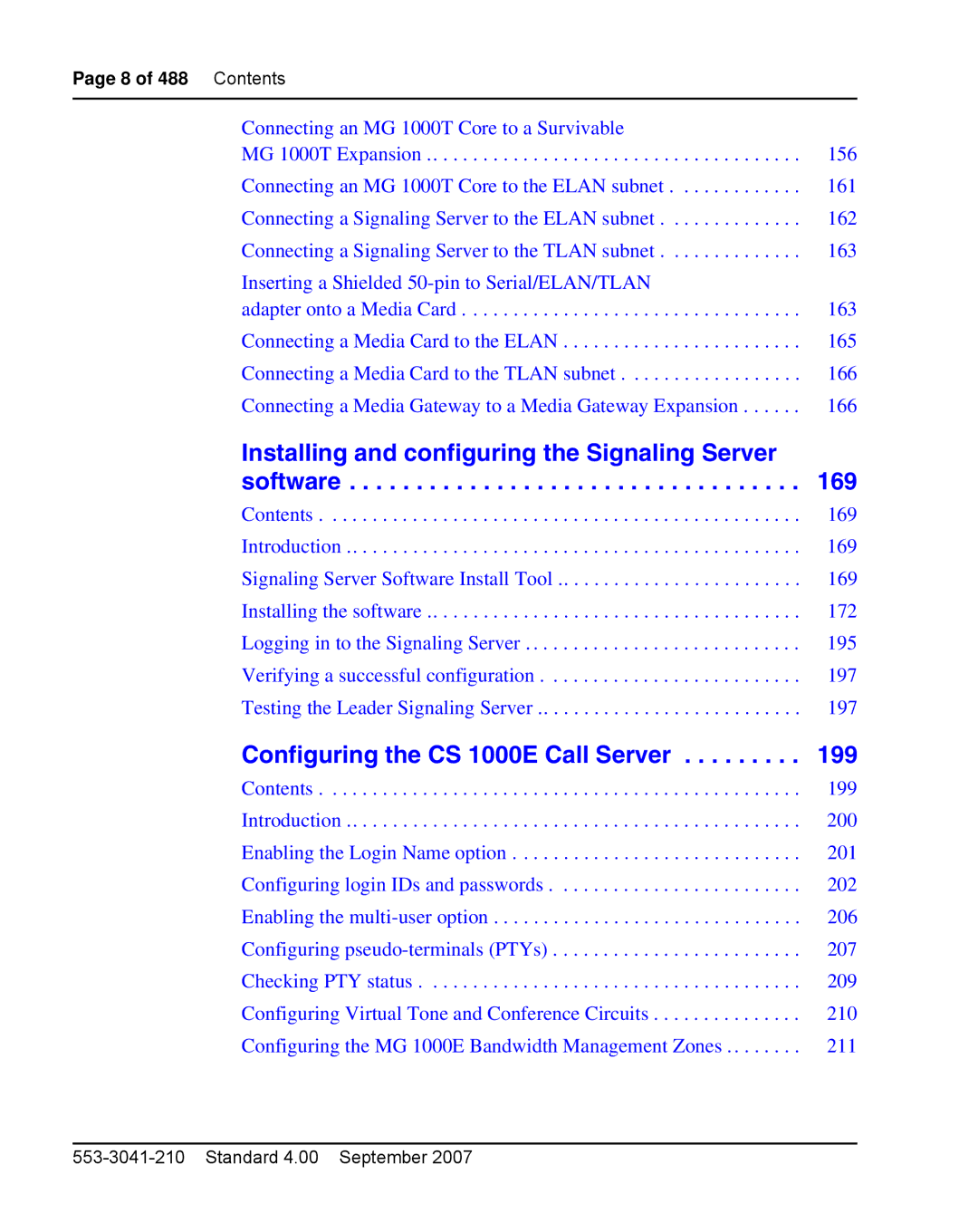 Nortel Networks 1000E warranty Installing and configuring the Signaling Server software 