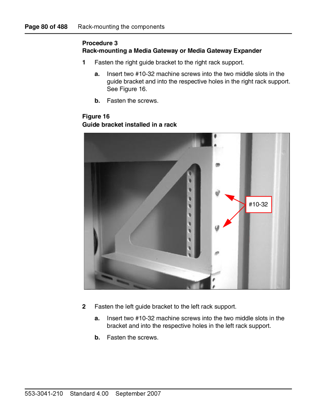 Nortel Networks 1000E warranty Guide bracket installed in a rack 