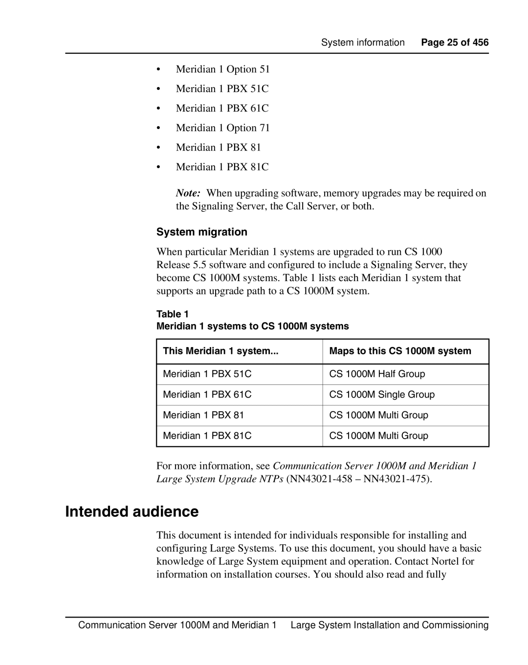 Nortel Networks 1000M warranty Intended audience, System migration 