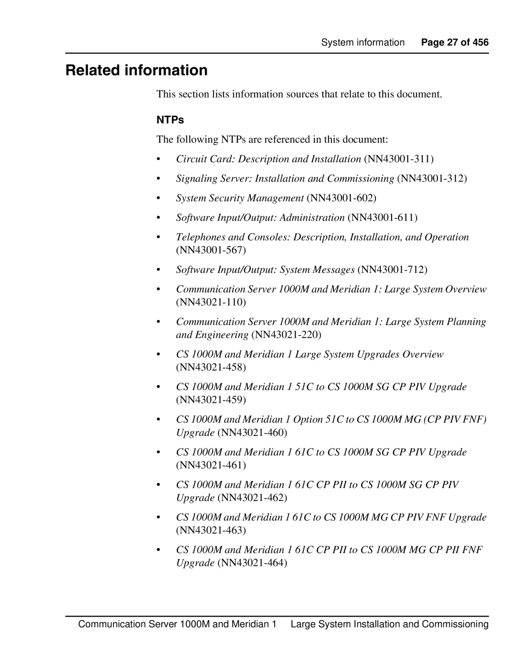 Nortel Networks 1000M warranty Related information, NTPs 