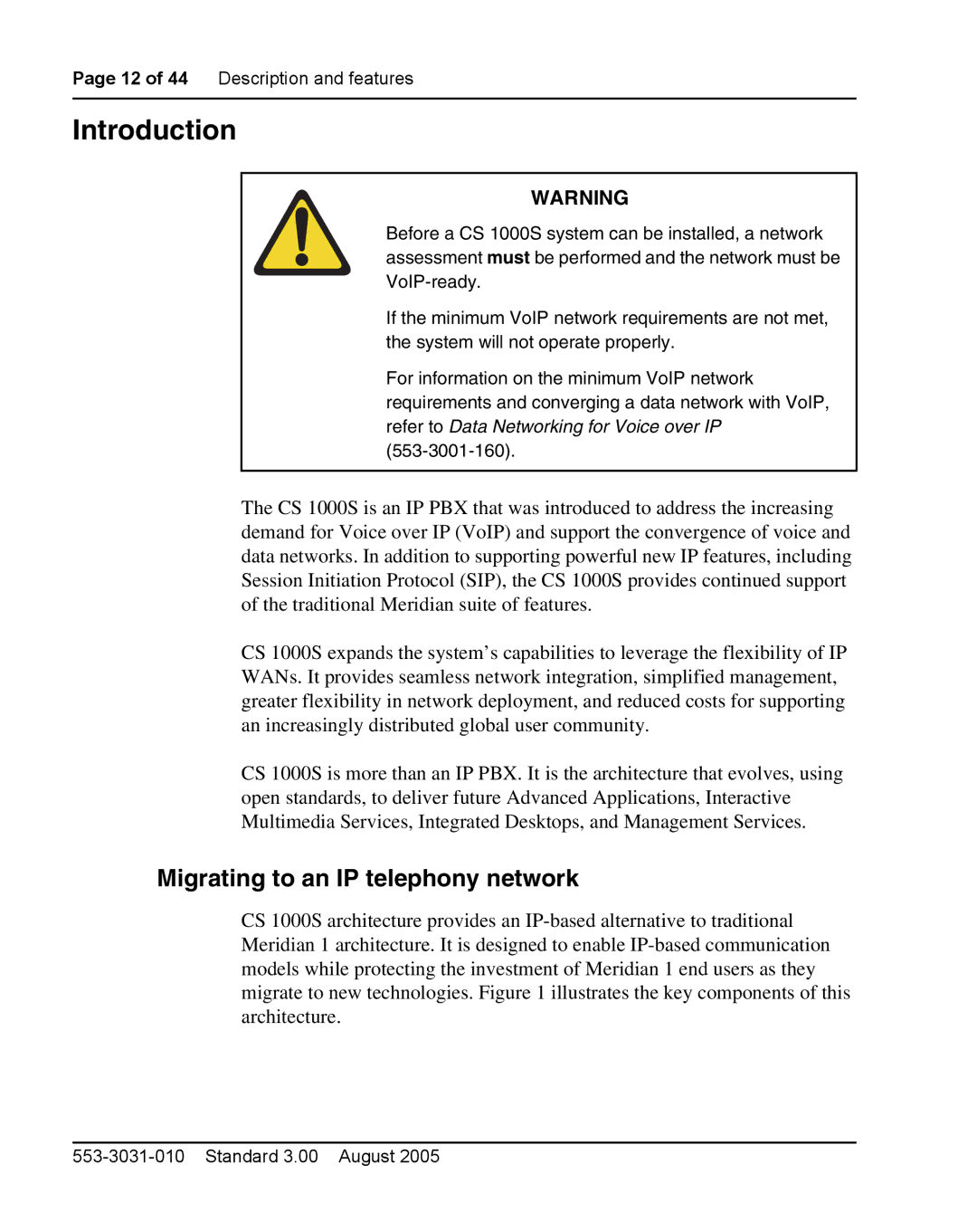 Nortel Networks 1000S manual Introduction, Migrating to an IP telephony network 