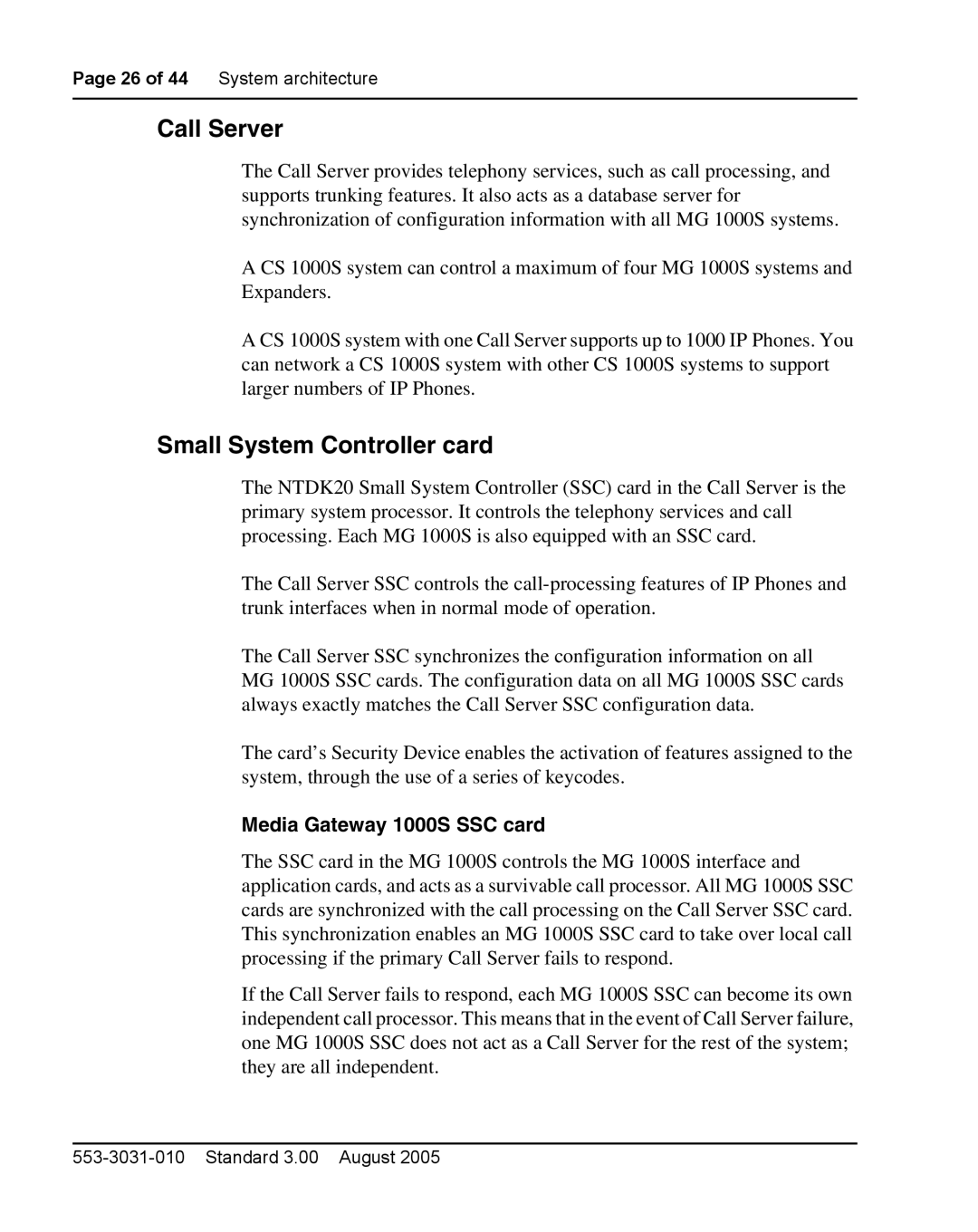 Nortel Networks manual Call Server, Small System Controller card, Media Gateway 1000S SSC card 